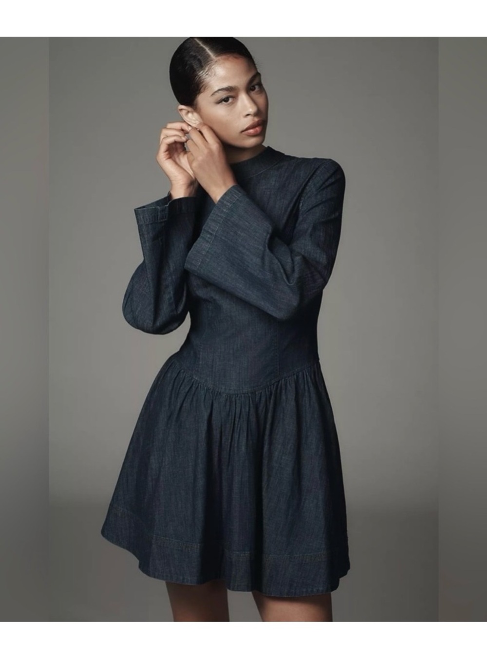 Anthropologie Porridge Drop Waist Denim Dress